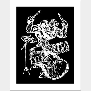 SEEMBO Devil Playing Drums Drummer Musician Drumming Band Posters and Art